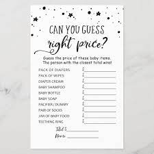 Guess Right Price Game Baby Shower Party Game Zazzle Com Baby Shower Party Games Baby Shower Games Baby Shower Parties