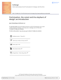 Connie — very interesting insight. Pdf Participation The Camel And The Elephant Of Design An Introduction