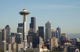 Seattle space needle, architectural rendering, earle duff, circa 1961, seattle, washington, usa (some damage to older image). Skyline Of Seattle With Space Needle By Davelogan