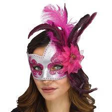 Halloween Shimmer Masquerade Half Moon Venetian Mask Fuschia Adult Size Walmart Com