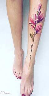 27 Breathtaking Watercolor Flower Tattoos 26 Magnolia Leg Tattoo Watercolortattoo Flowertattoo Flower Leg Tattoos Watercolor Tattoo Flower Leg Tattoos