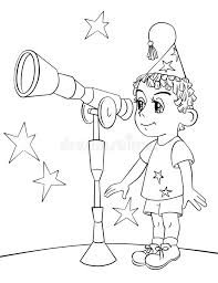 Click any thumbnail for larger image and details. Little Astronomer Boy Coloring Page Stock Illustration Illustration Of Book Cheerful 20686987