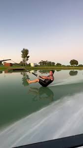 The flattest water in the world 👌🏽👌🏽 #waterskiing #barefooting  #waterslide #stunts #satisfying #fyp