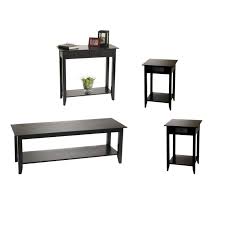 36 l coffee table black wood round metal leg 1452. 4 Piece Coffee Table Set With Coffee Table Set Of 2 End Tables And Hall Table In Black Walmart Com Walmart Com