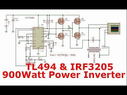 Power Inverter With Tl494 And H Bridge Power Mosfets 900watt 12 240v Youtube Power Inverters Electronic Schematics Electronic Circuit Design