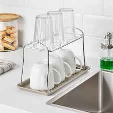 Ikea kitchen dish storage shelf racks holder plate drying stainless steel. Valvardad Dish Drying Shelf Stainless Steel 13x32 Cm Ikea
