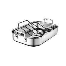 Small Stainless Steel Roasting Pan With Nonstick Rack In 2020 Stainless Roasting Pan Creuset