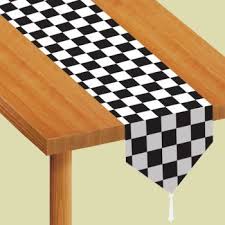 Black And White Checkered Table Runner Black And White Checker Laminated Paper Table Runner Nascar Party Decorations Nascar Party Table Runners