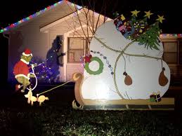 The Grinch Wood Cutout Scene Yard Art Grinch Christmas Decorations Grinch Christmas Decorations Outdoor Christmas Yard Decorations