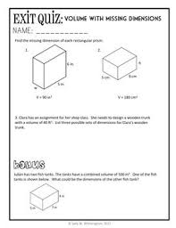 Volume Solving For Missing Dimensions 5th Grade Lesson Quiz 5 Md 5 Volume Math Fifth Grade Math Common Core Math Standards