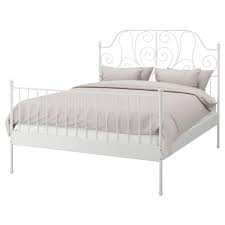 Leirvik Bed Frame White Luroy Full Ikea In 2021 Bed Frame Leirvik Bed Metal Bed Frame