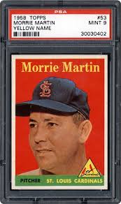 1958 Topps Morrie Martin (Yellow Name)