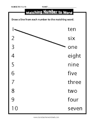 Numbers 1 To 10 Matching Number To Word Draw A Line From Each Number To The Matching Word Answer Key Number Words Worksheets Number Words Writing Numbers