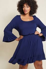 Plus Size Navy Blue Cocktail Dress Classic Style Navy Cocktail Dresses Blue Plus Size Dresses Long Sleeve Knit Dress Blue Dresses For Women