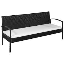 Bequeme gartenbank mit tisch in schwarz aus pflegeleichtem polyrattan für ihr zuhause. Vidaxl 3 Sitzer Gartensofa Mit Auflagen Schwarz Poly Rattan Vidaxl De