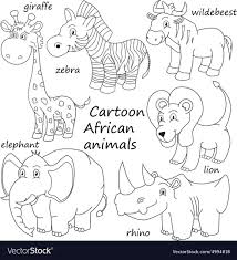 Cartoon Outline African Animals Vector Image On Detskij Sad Detskie