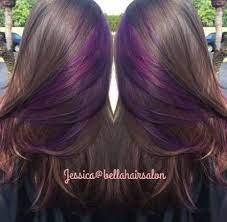 44 Ideas Hair Purple Brown Curls Peekaboo Hair Purple Highlights Brown Hair Purple Brown Hair