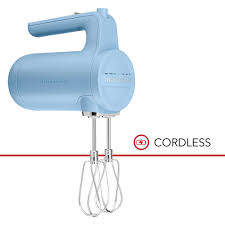 It has a light indicated to show when it needs charged. Kitchenaid Cordless 7 Speed Blue Velvet Hand Mixer Khmb732vb The Home Depot