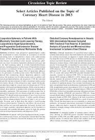 Select Articles Published On The Topic Of Coronary Heart Disease In 2013 Circulation