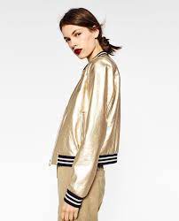 Zara Woman Gold Toned Bomber Jacket