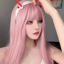 lebendig rosa lange gerade perücke doppelten zöpfen