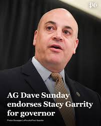 Pennsylvania Attorney General Dave Sunday announced his endorsement of  state Treasurer Stacy Garrity in her run for governor