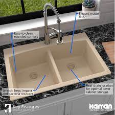 Check spelling or type a new query. Karran Drop In Quartz 50 50 Double Bowl Kitchen Sink Overstock 31424633