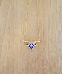 Small Blue Lotus Woven Tube Necklace Woven Beads Gold Dark Blue Clear Size 2 2 X 1 7 Cm Weaving Mounted Beaded Jewelry Diy Beaded Jewelry Bead Jewellery