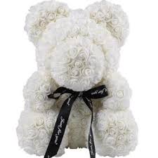Order flower delivery to home, office, another city. Rio Claro Luxury White Rose Teddy Flower Delivery Teddy Bear Size 25cm Flower Delivery Rio Claro Online Florist Rio Claro
