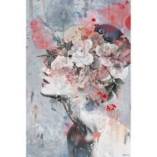 See more ideas about art, face art, portrait painting. Handmade Pink Flower Face Print On Wrapped Canvas