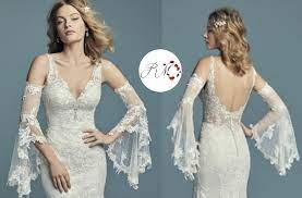 Detachable Arm Bands Bridal Wear Dresses With Sleeves Gowns
