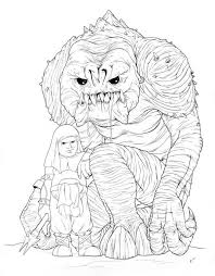 Cute Rancor And Keeper Ink Drawing By Jeff Confer Star Wars Drawings Coloring Pages Ink Drawing