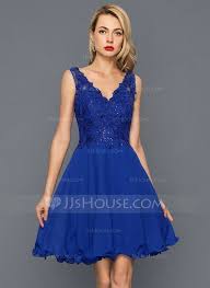 V Neck Knee Length Chiffon Cocktail Dress With Sequins Dark Navy 18w Fashion Clothi Chiffon Cocktail Dress Womens Fashion Dresses Cocktail Homecoming Dresses