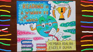 Buatlah sebuah poster htm pth dengan tm gmr membaca. Gambar Poster Pendidikan Membaca Kunci Kesuksesan How To Draw Read Book Poster Youtube