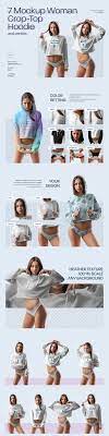 Download 7 Mockups Woman Crop Top Hoodie And Panties In Apparel Mockups On Yellow Images Creative Store