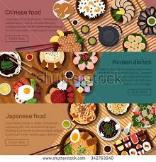 vector flat illustration of chinese japanese korean hong kong national dishes sushi meals with spicy ingredients rice noodles soybeans vegeta グラフィックス 插画 画