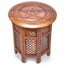 Pentacle Large Folding Carved Wood Altar Table Altar Table Wiccan Altar Pentacle