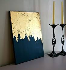 Midnight Gold This Painting Brings Together Stormy Midnight Blue With Extravagant Gold Foil And The Resu Modern Art Acrylic Canvas Painting Diy Painted Leaves
