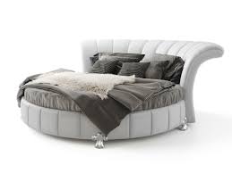 38 1/4 x 74 3/8 inches. Venetian Round Bed In Faux White Leather Furniture Plus