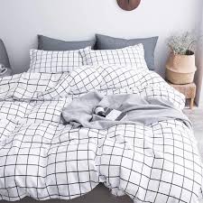 Ikea hearts twin duvet covers & bedding sets. Amazon Com Twin Duvet Cover Set 2 Piece 68x90 1200 Tc Plain Microfiber Down Quilt Bedding Cover With Zipper Ties For Women Rustic Farmhouse White Grid Kitchen Dining