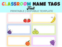 Fruit Classroom Name Tags | Printable, Editable Template (PDF) - Etsy