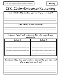 Worksheets are how do you know that helping students write about claims, argumentative. Cer Claim Evidence Reasoning Writing Strategy Graphic Organizer