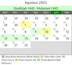 Dan sistem kalender islam hanya kita pakai untuk kegiatan keagamaan atau ibadah ritual saja. Kalender Hijriyah 2021 Dan Jadwal Puasa Bulan Agustus Enkosa Com Informasi Kalender Dan Hari Besar Bulan Januari Hingga Desember 2021