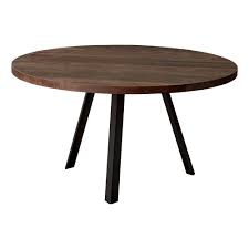 Round reclaimed wood end table with metal legs. 36 Brown Round Reclaimed Wood Accent Table With Black Metal Legs Brown