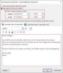 Guten tag und vielen dank. Abwesenheitsnotiz In Outlook Einrichten Anleitung