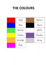 English Worksheets The Colours Chart With The English Colours
