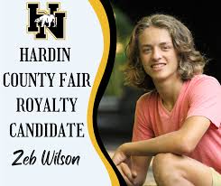 Zeb Wilson is this year's Hardin Northern king candidate for the Hardin  County Fair Royalty Contest. Zeb is the son of Andy and Darlene Wilson. Zeb  is a 9 year fair exhibitor.