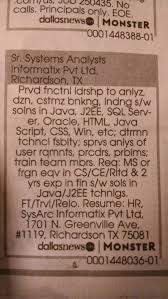 Found this classified ad in the Dallas ...