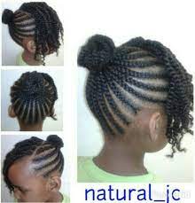 Cornrowed Bun Twisted Bangs Natural Hairstyles For Kids Girls Hairstyles Braids Natural Hair Styles