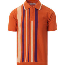 Maybe you would like to learn more about one of these? Bauhaus Men S 1960s Mod Stripe Knit Polo Shirt In Rust